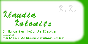 klaudia kolonits business card